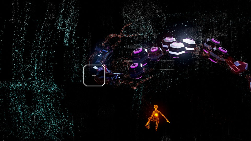 It’s difficult to make out, but a dragon-like enemy flies through the air.